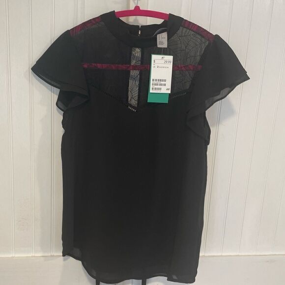 H&M black short sleeve top size 2 - Picture 1 of 7